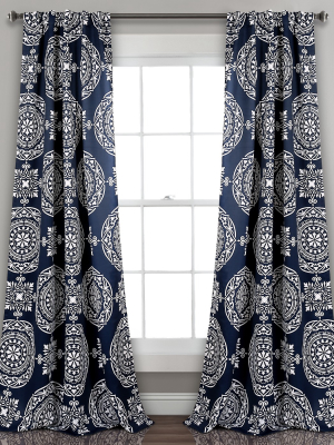 Set Of 2 (84"x52") Karmen Medallion Room Darkening Window Curtain Panels - Lush Décor