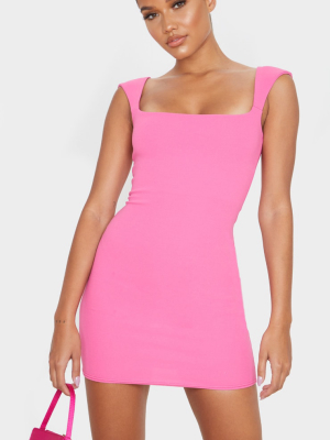 Hot Pink Sleeveless Square Neck Bodycon Dress