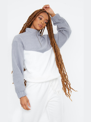 Grey Borg Contrast Panel Half Zip Sweatshirt