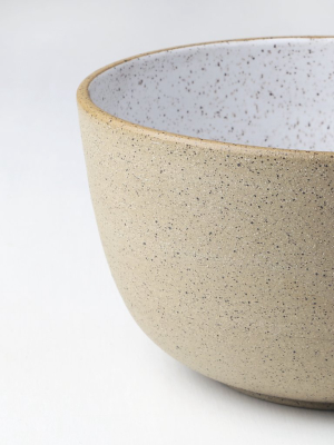 White Raw Speckled Large Serving Bowls