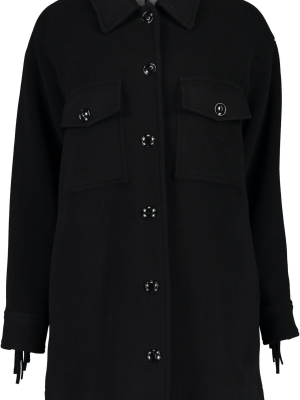 Alaskan Overshirt With Fringes In Black