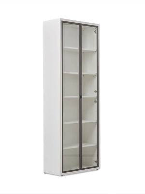 Gammel High Bookcase With Glass Doors - White