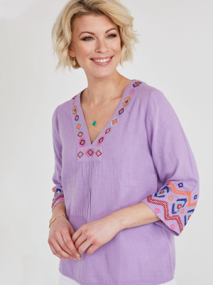 Aria Embroidered Blouse | Lilac/multi