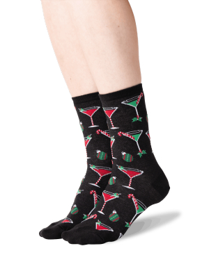 Women's Christmas Cocktails Crew Socks