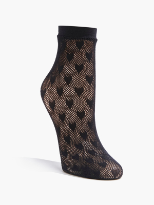 Heart Mesh Crew Socks