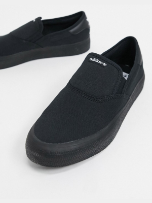 Adidas Originals 3mc Slip On Sneakers In Triple Black Leather