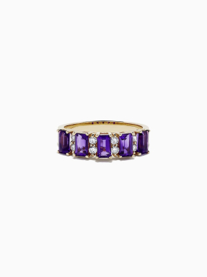 Effy 14k Yellow Gold Amethyst And Diamond Ring, 1.14 Tcw