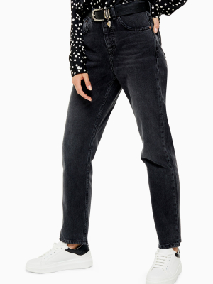 Washed Black Fashion Straight Leg Jeans