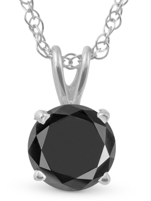 Pompeii3 1 1/4 Ct Black Diamond Solitaire Pendant Necklace In 14k White Gold