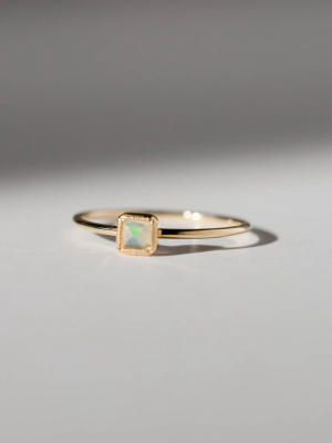 Petite Square Bezel Opal Ring