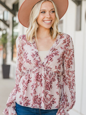 Speak Your Love Brick Red Floral Blouse