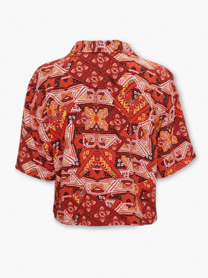 Geo Print Cropped Shirt