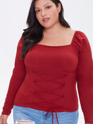 Plus Size Lace-up Top