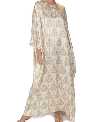 Zatic Gold Printed Over Sized Silk Boubou Caftan