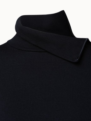 Double Layer Ribbed Wool Silk Knit Pullover