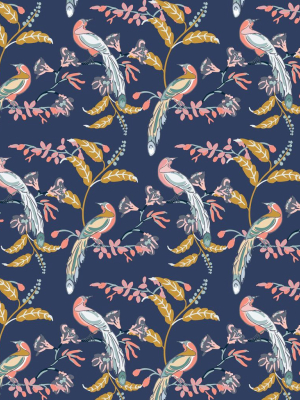 Birds Of Paradise Wallpaper In Evening Blue From The Wallpaper Republic Collection By Milton & King