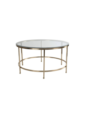 Addison Round Glass Coffee Table Gold - Adore Decor