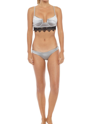 Penny Lane Lace Underwire Bikini Top - Silver