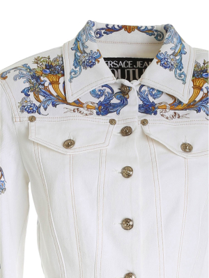 Versace Jeans Couture Printed Cropped Denim Jacket