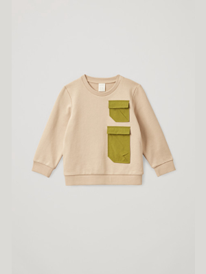 Organic Cotton Contrast Patch Pocket Sweatshirt