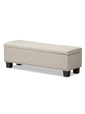 Hannah Modern And Contemporary Fabric Upholstered Button - Tufting Storage Ottoman Bench - Baxton Studio