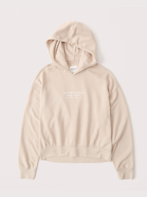 Embroidered Logo High-low Hoodie