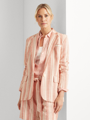 Striped Cotton Dobby Blazer