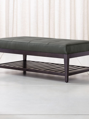 Nash Leather Tufted Rectangular Ottoman With Slats