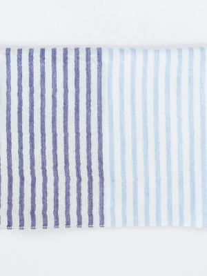 Yoshii Two Tone Stripe Bath Towel, Blue