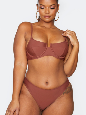 Plus Deep Brown Underwired Balconette Bikini Top