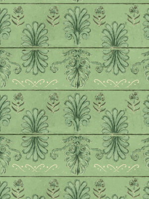 Mykonos Villa Motif Wallpaper In Island Green From The Sundance Villa Collection By Mind The Gap