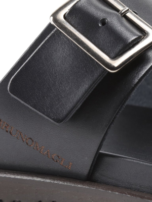 Erasmo Double-buckle Sandal - Black