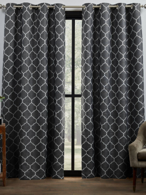 Set Of 2 Bensen Trellis Total Blackout Grommet Top Curtain Panel - Exclusive Home