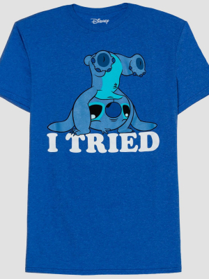 Men's Lilo & Stitch I Tried Short Sleeve Graphic T-shirt - Blue