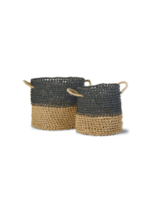 Tag Marley Bay 2-tone Loop Baskets Set Of 2 Twisted Woven Loop Paper With Handles For Organisation Storage Home Décor