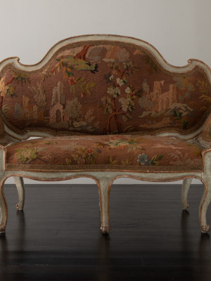 Venetian Settee With Early 20th C Hand Embroidered Tapestry