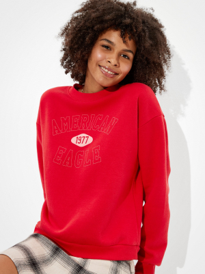 Ae Fleece Graphic Crew Neck Sweatshirt