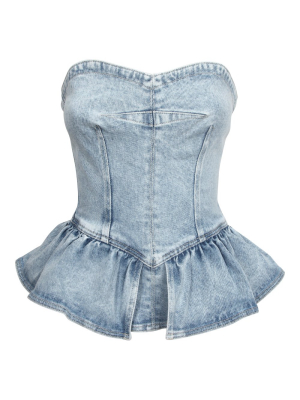 Isabel Marant Denim Bustier Peplum Top