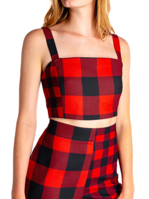 The Lumber Jackie | Buff Check Crop Set