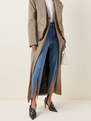 Belted Layered Checked Wool Coat