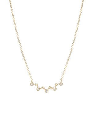 14k Linked 5 Bezel Diamond Necklace