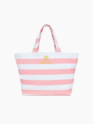 Stripe Tote - Pink & White Stripe Print