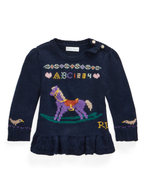 Intarsia-horse Wool Sweater