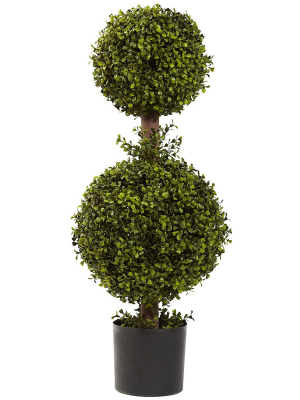 Northlight 36" Green Double Sphere Artificial Boxwood Topiary Potted Plant