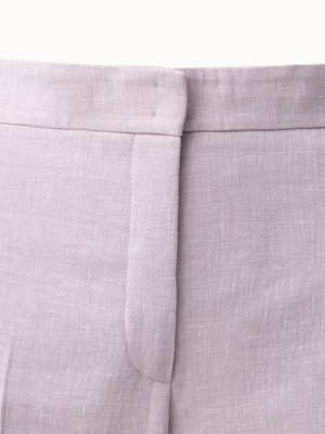 Double Face Wool Crepe And Linen Pants