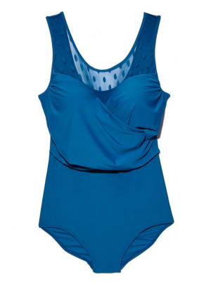 Ashnah Tank Full One Piece Swimsuit (curves) - Deep Marine Blue