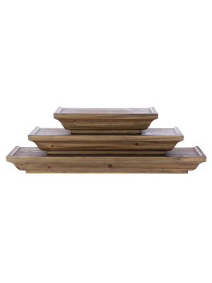 3pc Muskoka Fitz Wooden Shelf Set Brown - Kiera Grace