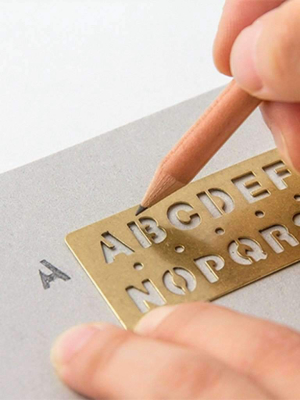 Traveler's Brass Template Bookmark - Alphabet