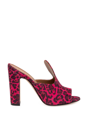 Paris Texas Animal Print Open Toe Mules