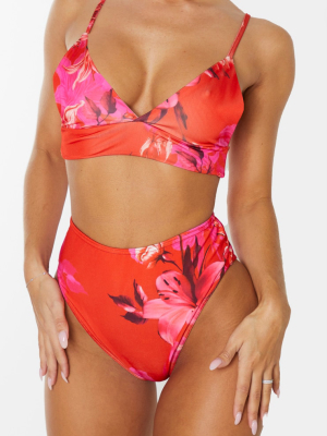 Pink Large Floral Bikini Bottom